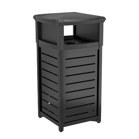 Suncast Commercial METAL SQUARE 30 GALLON TRASH CAN WITH 2-WAY LID MTCSQ300