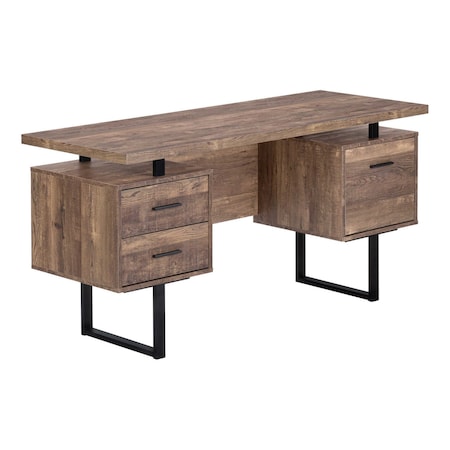 Homeroots 60" Brown and Black With Three Drawers 333517