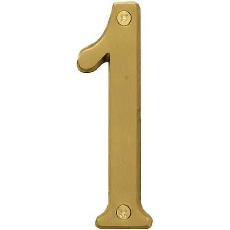 Hy-Ko Prestige Series House Number, Character: 1, 4 in H Character, Brass Character, Brass BR-43BB/1