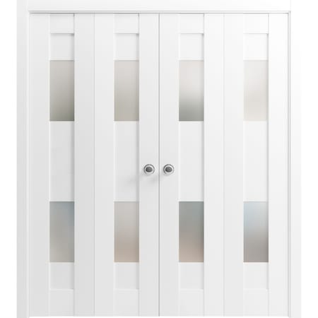 Vdomdoors Sliding Closet Double Bi-fold Doors White Solid Core Modern Interior SETE6222DBF-WS-96 x 80 (4* 24x80)
