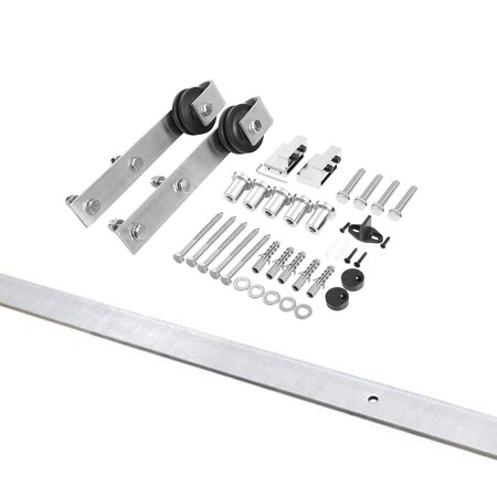 Vdomdoors Modern 42x80" Opaque  / Sete 6003 White Silk / Stainless Steel 8' Rail Track Set / Panel Interior SETE6003BD-S-WS-42