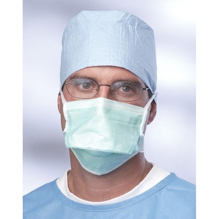Medline Duckbill Surgical Face Mask with Ties and Foam Anti-Fog Strip, Green, 50PK NON27373AZ