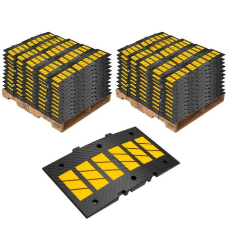 Traffic Kontrol Rubber Speed Hump, 3FT Long, Yellow Black, 78PC Bulk Pallet, 78PK TKSH-3-YB-78