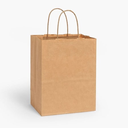 Nashville Wraps Natural Brown Kraft Shopping Bags, Cub 8x4.75x10in, 100PK CUBKRH