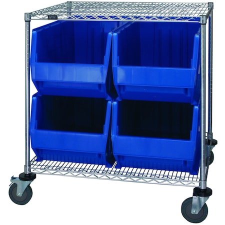 Quantum Storage Systems WIRE CART WITH 4 BIG BINS WRC2-36-3036-976BL