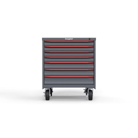 Strong Hold 7 drawer cabinet - (4x 2in, 2x 3in, 1x 4in) - Red accents - Keyed Different S3036-PCDAS-0702DS