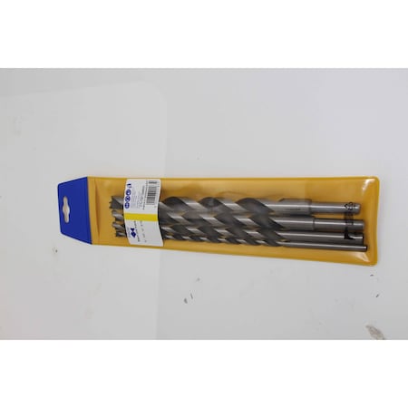 Fisch Brad Point Drill 4 Pc Set 250mm Oal-Cyl: 1/4 in, 3/8 in, 1/2 in, 9/16 in 01200004K2501