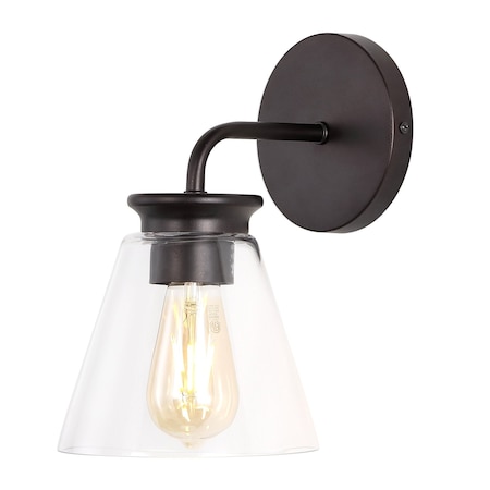 Jonathan Y Kondo 6.38" 1-Light Modern Farmhouse Iron LED Vanity, Oil Rubbed Bronze/Clear JYL9906A