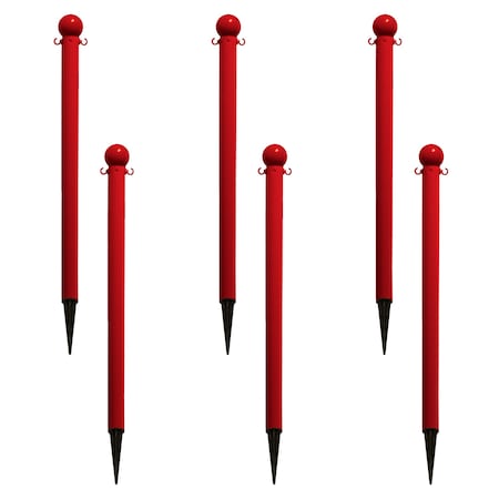 Mr. Chain 2" Red Ground Pole (6-Pack) 91305-6