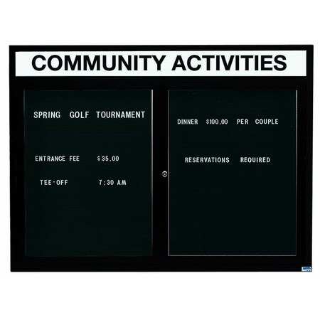 Aarco Enclosed Letter Board Directory Board w/ Bronze Anodized Al Frame and Header, 36''Hx48''W, 2 Doors ADC3648HBA