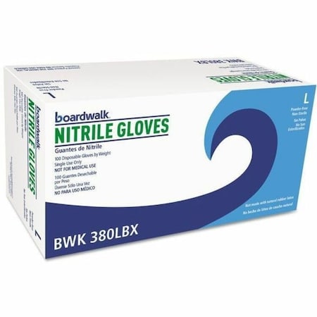 Boardwalk 380 Series, Disposable Gloves, 4 mil Palm, Nitrile, Powder-Free, L, 1000 PK, Blue 380LCTA