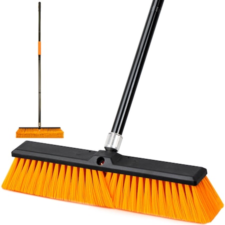 Dsv Standard 18 in. Push Broom, Outdoor Heavy Duty, 59.4 in. Adjustable Handle 71100