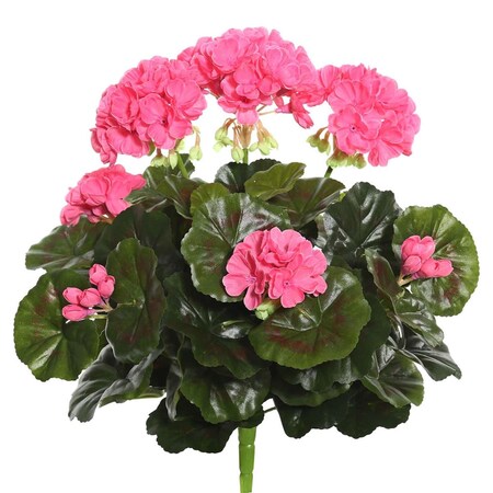 Vickerman Pink Geranium Floral Bush - 15.25 in. FL170501