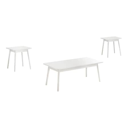 Monarch Specialties Table Set, 3pcs Set, Coffee, End, Side, Accent, Living Room, White Laminate, Mid Century, Modern I 7853P