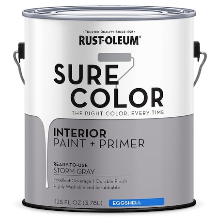 Sure Color Gal Rust-Oleum Storm Gray Interior Paint + Primer, Eggshell 380224