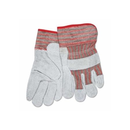 Mcr Safety Industrial Standard Shoulder Split Gloves, Small, Economy Split Leather, Red/Gray Stripe, 12PK 127-1201S