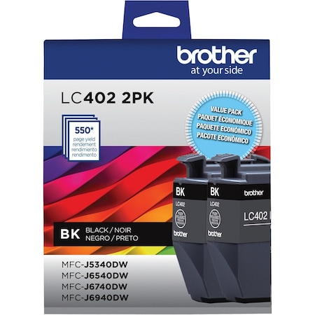 Brother Standard Yield Black Ink Cartridge, 2PK LC4022PKS