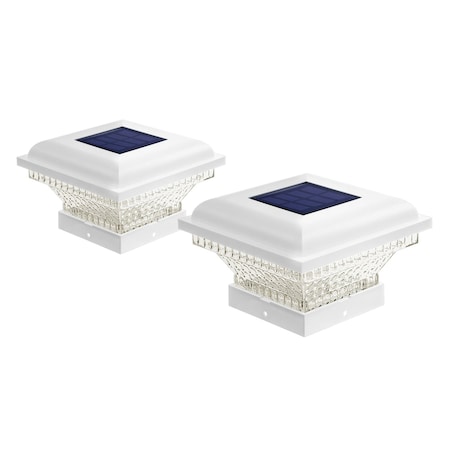 Home Zone Security Outdoor Solar Post Cap Lights for 3.5'' x 3.5'' and 4'' x 4'' Posts, White, 2PK ELI1243G