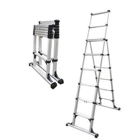 Telesteps Stepladder, 8 Steps, 8 ft H, Silver 12ES