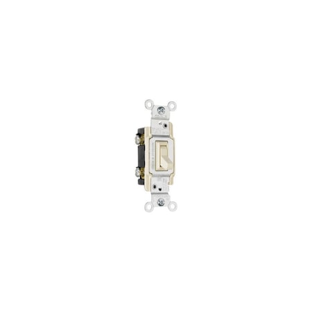 Pass & Seymour TradeMaster Series Toggle Switch, Ivory, 15 A, 120 VAC, Back Wire, Side Wire Terminal 663IGCACC10