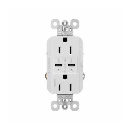 Pass & Seymour 15A WHT USB-C Outlet R26USBPDWCC6