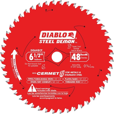 Diablo Steel Demon 6-1/2'' 48-Tooth Cermett II Metal Circular Saw Blade D0648CFX