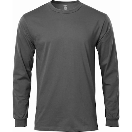 Ironwear Combed Cotton Taped Neck Long Sleeve T-Shirt w/ Ribbed Cuffs, Grey, X-Large 1804-G-XL