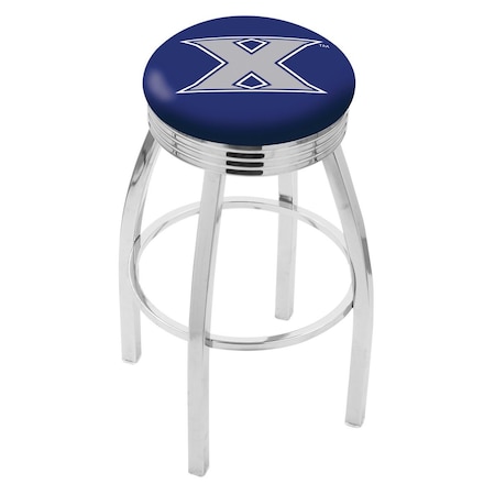 Holland Bar Stool Co 25" Chrome Xavier Swivel Bar Stool, Accent Ring L8C3C25Xavier