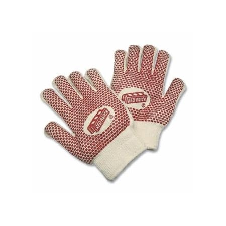Mcr Safety Red Brick Terrycloth Work Gloves, 9460K, Large, Nitrile Blocks, Cut A3/Contact Heat 5 Palm, 12PK 127-9460K