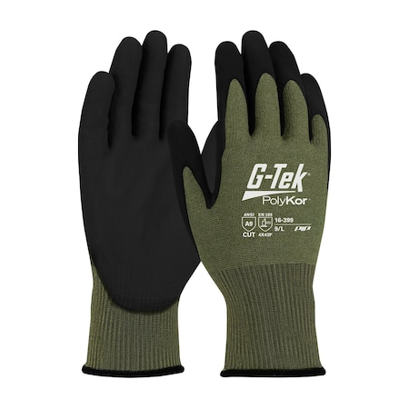 G-Tek Seamless Knit PolyKor X7 Blended Glove w/NeoFoam Coated MicroSurface Grip on Palm&Fingers, Tou, 12PK 16-399/L