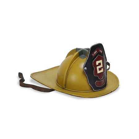Homeroots 8" Yellow and Black Metal Fireman Hand Painted Figurine Tabletop Sculpture 489463