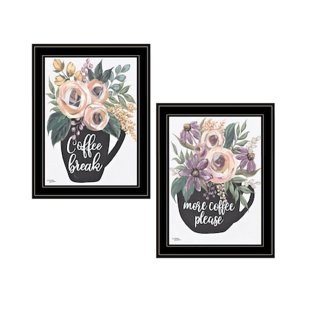 Homeroots Set Of Two More Coffee Please or Coffee Break Black Framed Print Kitchen Wall Art, 2PK 408028