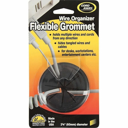 Master Caster Flexible Grommet, Desk, 2-3/8 In Dia, Blk 00209