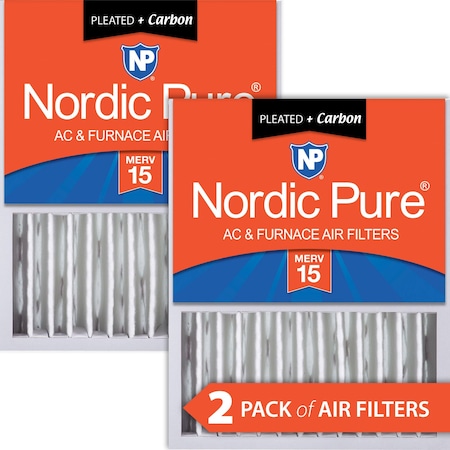 Nordic Pure 16x20x5 Plus Carbon Pleated Air Filter, High Capacity, MERV 15, 2 PK 16x20x5HM15+C-2