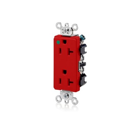 Leviton Hospital Grade Decora Receptacle, 20 Amp, 125 Volt 16362-HGR