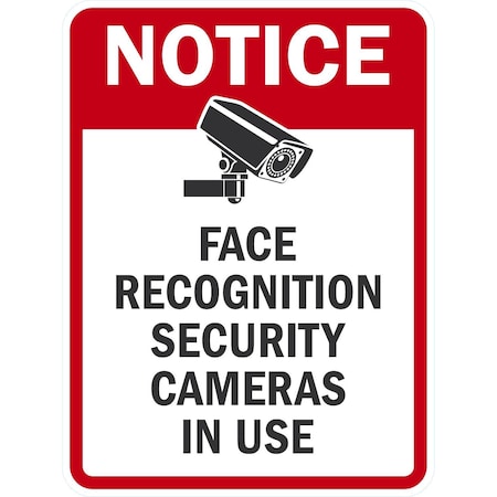 Lyle Notice Face Recognition Security Cameras In Use, 18x24, High Intensity Prismatic, White G-10496-HI_18x24