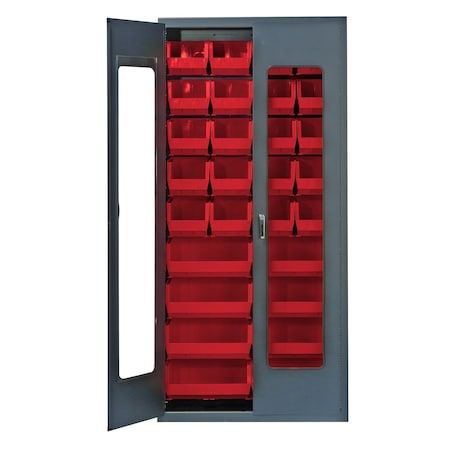 Quantum Storage Systems SPECIALTY CABINET W/ 28 RED BINS QSC-C240250RD