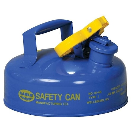 Eagle Mfg Type I Safety Can, Galvanized Steel, 2 qt, Self-Closing Lid, 9 in Dia., Blue, Kerosene UI4SB