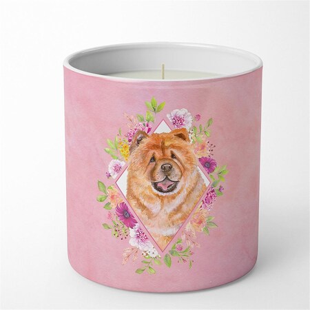 Carolines Treasures 10 oz Chow Chow No.1 Pink Flowers Decorative Soy Candle CK4131CDL