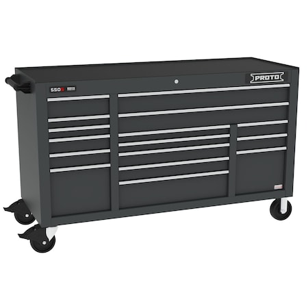 Proto 550 Series Rolling Tool Cabinet, 16 Drawer, Dual Black, 67 in W x 25 in D x 41 in H J556741B-16DBPD