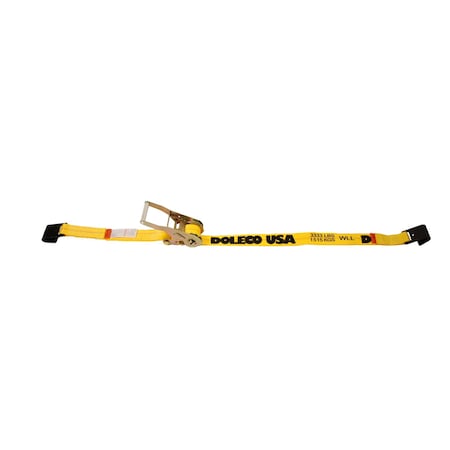 Doleco Ratchet Strap 2" x 27' with Flat Hooks & AST Buckle, 3,333 lbs WLL 23470227