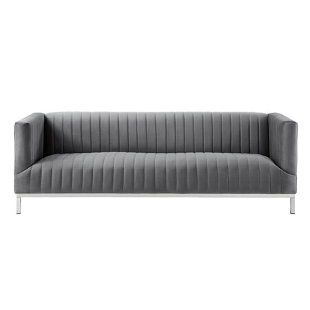 Homeroots 85" Gray Velvet Manufactured Wood Sofa 543972