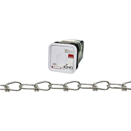 Campbell Chain & Fittings Double Loop Chain, No 2/0, 275 ft L, 255 lb Working Load, Low Carbon Steel, Zinc 075-2426N