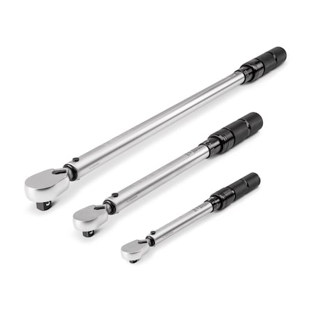 Tekton 3pc 1/4, 3/8, 1/2in Dual-Direction Micrometer Torque Wrench Set (20-200in-lb, 10-100ft-lb, 40-300ft-lb) TRQ95902