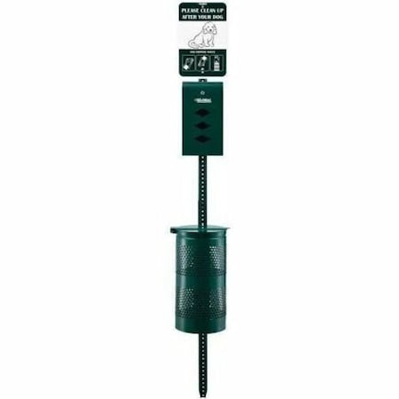 Global Industrial Steel Pet Waste Station With Rolled Waste Bags, Green 695795