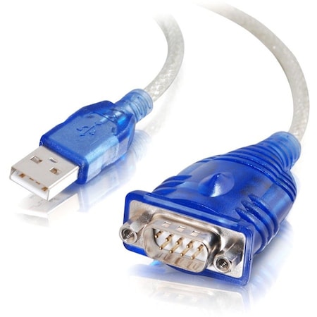 C2G 1.5ft USB to DB9 Serial Adapter Cable - DB-9 Male, Type A Male - 1.5ft - Blue 26886