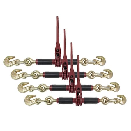 Mytee Products Chain Binder Ratchet Style 5/16in-3/8in 7100lbs WLL, w/Rubber Grips, Closed Body, 4PK CBRS516-EZx4