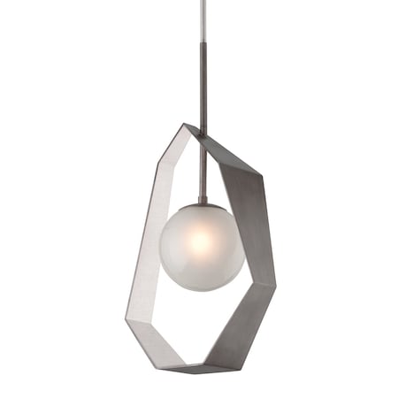 Troy Lighting Origami 1 Light Pendant 9.25 In. Graphite With Silver Leaf F5534