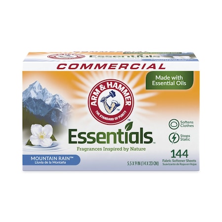 Arm & Hammer Essentials Dryer Sheets, Mountain Rain, 144 Sheets/Box, PK6 33200-00102