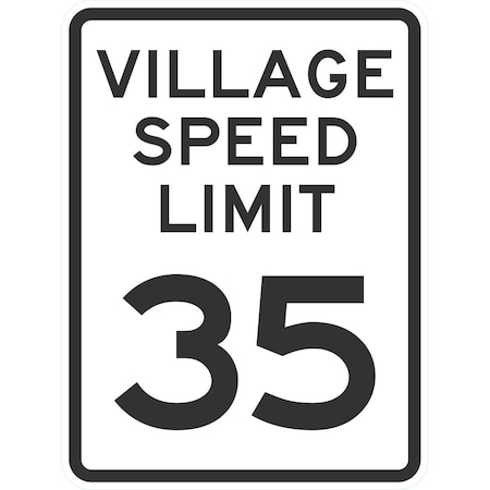 Lyle Village Speed Limit 35, 18x24, Non-Reflective, White G-11291-NA_18x24
